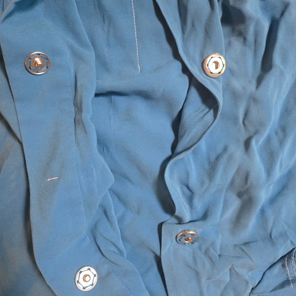SoCa St. John Womens Blue Utility Jacket Funnel Neck Drawstring Hem Large - Picture 8 of 13